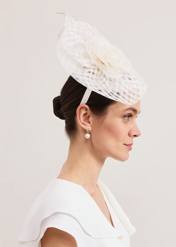 Phase Eight Flower Pillbox Fascinator Hats White USA | 4169802-IT